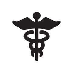 Medical symbol with wings and coiled serpent