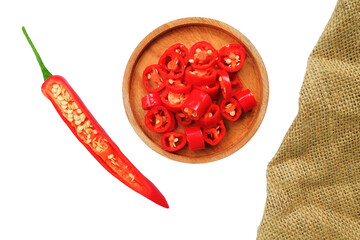 sliced red hot chili pepper isolated on white