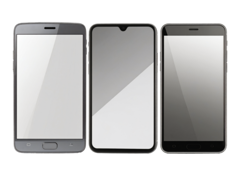 Three Smartphones with Blank Screens Mockup
