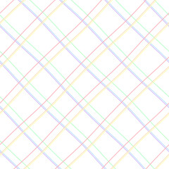 Seamless pattern, geometric shapes, pastel rainbow tones, welcome pride month, minimalist rainbow plaid pattern