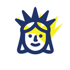 Abstract illustration of the Statue of Liberty with a vibrant yellow energy burst