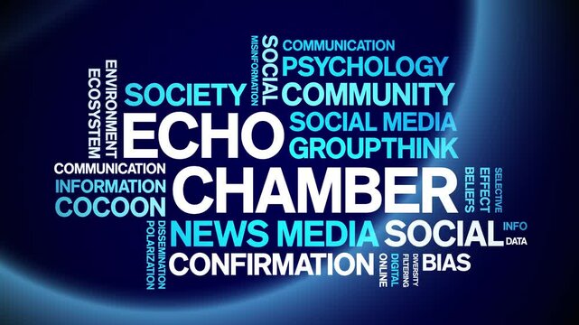 Echo Chamber animated word cloud;text design animation tag kinetic typography seamless loop.