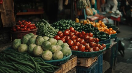 An assortment of colorful fruits and vegetables.