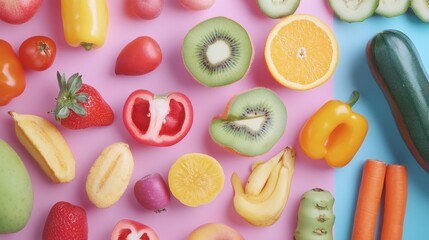 Naklejka premium An assortment of colorful fruits and vegetables.