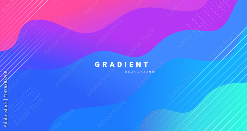 Poster Modern gradient background with wavy shapes and diagonal line elements