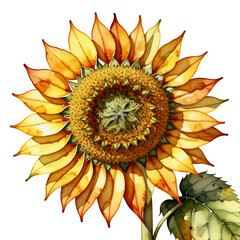 Fototapeta premium Sunflower-watercolor-painting-floral-illustration-yellow-flower-isolated-background
