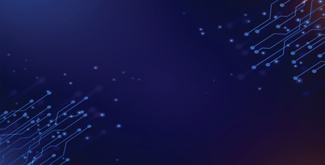 Abstract blue glowing energy waves from dotted line particles with blur effect on dark background. Futuristic modern backdrop design for business, presentation, ads, banner, website, landing page.