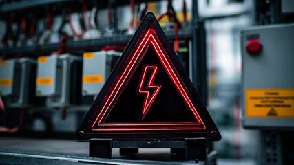 Warning sign for electrical hazard.