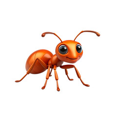 Cute cartoon ant character with bright orange body and large expressive eyes, showcasing friendly demeanor. This playful design is perfect for children illustrations or educational materials