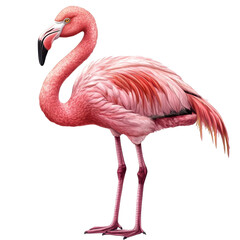 Obraz premium Tropical pink flamingo bird isolated on transparent background
