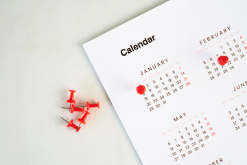 calendar with red pin memorial day concept background