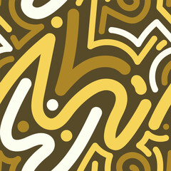 Background Abstract Composition of Wavy Lines and Organic Shapes in Earth Tones