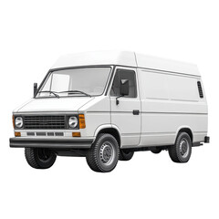 White VAN car isolated on transparent background