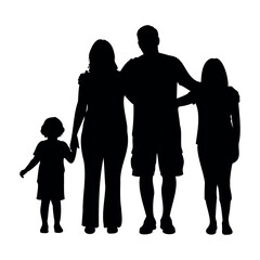 Family silhouette with parents and children showing unity, love, and bonding