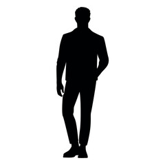 Casual man silhouette in relaxed standing pose for lifestyle or profile art