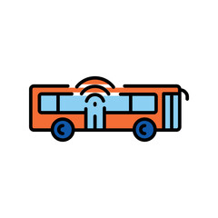 Fototapeta premium development autonomous public transportation color line icon.