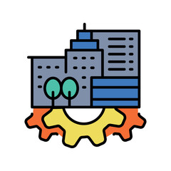Obraz premium optimization urban spatial planning color line icon.