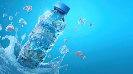 Refreshing water bottle in motion