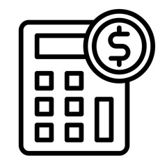 Calculator with Dollar Sign Vector Line Icon Design