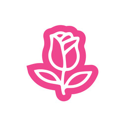 Simple pink outline rose graphic