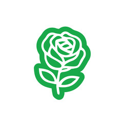 Simple green outlined rose graphic