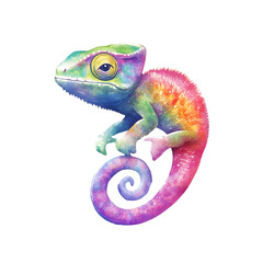 Vibrant watercolor chameleon illustration artistic display colorful environment nature concept