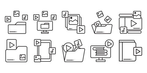 Content Library Line Icon