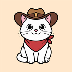 Cute Cowboy Cat with Hat and Bandana