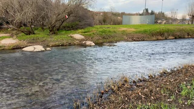 Upstream shot of the Vade river near ponte da barca in Portugal.