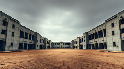 Fototapeta premium Deserted Brutalist University Campus