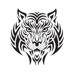 Obraz premium Powerful Tiger Face with Intricate Tribal Patterns: Bold Vector Graphic for Tattoo and Creative Inspirations