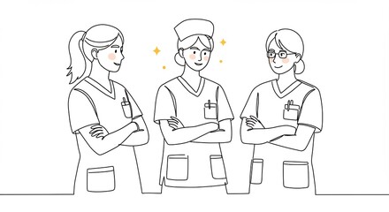 Medical Staff Illustration Three People Standing with Arms Crossed
