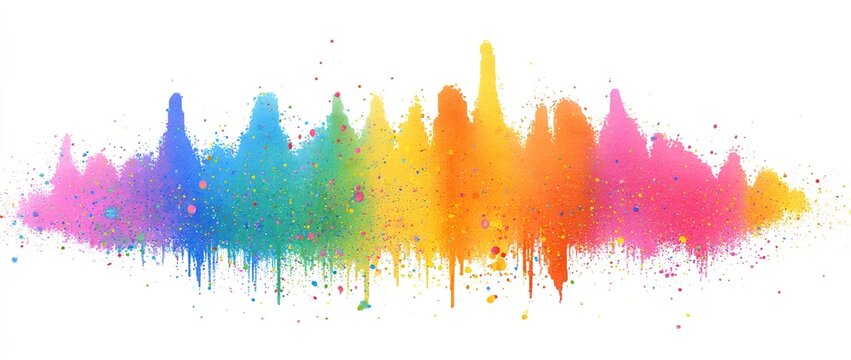 watercolor rainbow splash, rainbow splashes, spray-paint style, color field. Generative AI. High quality