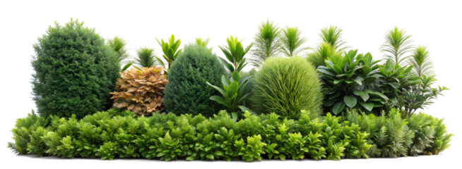 evergreen leaves of tropical plants shrubs (Monstera, palm, fern, rubber plant, pine, birds nest fern) floral arrangement isolated on white background . cutout, or clipping path.