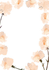 Wedding invitation rectangular floral frame template. Spring white delicate flowers. Botanical border isolated for card design