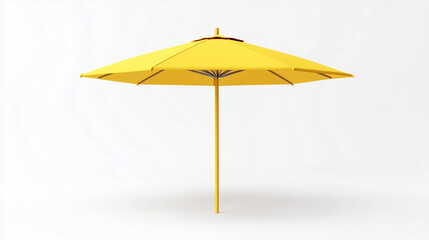 Obraz premium 3D rendering of a yellow beach parasol is shown isolated on white with a clipping path.