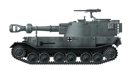 Hornisse 15.5cm SPH (Alternative artillery based on the Tiger (P) tank hull, with a circular turret and a 155mm gun) © Tikros