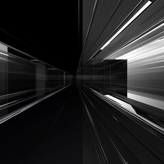 Futuristic black and white interior hallway