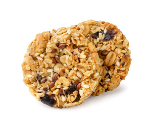Granola cookies close-up on a white. Isolated