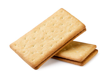 Crackers sandwiches close-up on a white. Isolated
