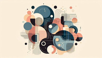 Abstracted artistic vector design with disconnected shapes and gradients, minimal color palette