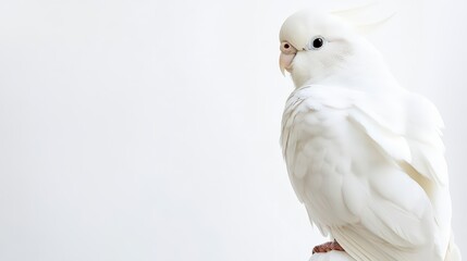 Fototapeta premium Ethereal beauty of a pristine white cockatoo against a minimalist backdrop