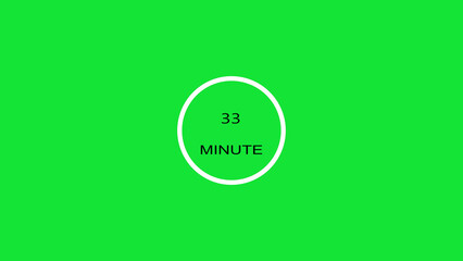 33 minute timer illustration. inside a green and red circle on white background emergency timer countdown illustration, and 4k illustration.