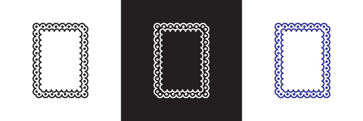 Doodle hand drawn frames in stamp style. Borders for wedding, greeting cards, menu, prints, picnic invitations cards etc. Vector illustration. isolated on white and black background. EPS 10 