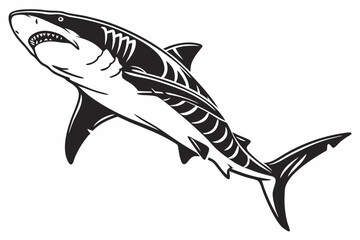 tiger shark sihouette black vector