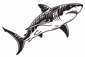tiger shark sihouette black vector