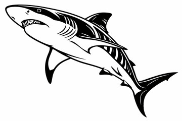 tiger shark sihouette black vector