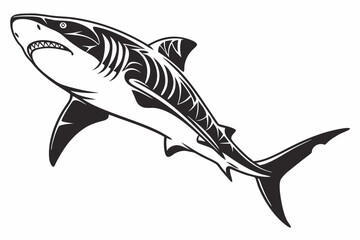 tiger shark sihouette black vector