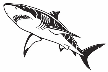 tiger shark sihouette black vector