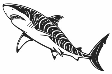tiger shark sihouette black vector